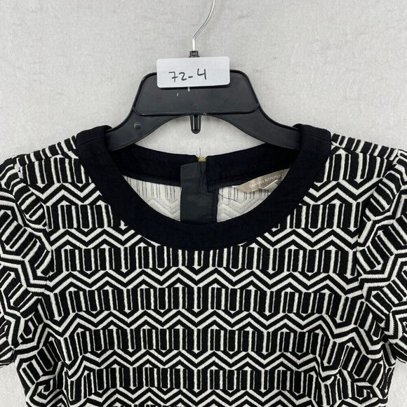 Banana Republic Sheath Dress Women's Sz 2 Black Geometric Round Neck Back Zip - Picture 10 of 10